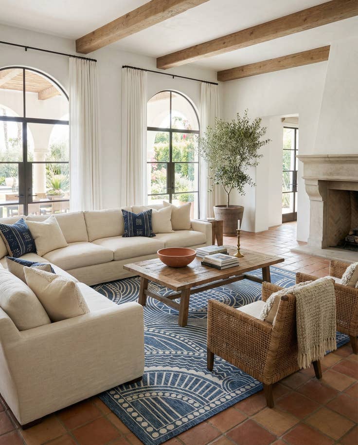 Detail image of 12' x 12' Easy-Clean Traditional Indoor / Outdoor Square Rug