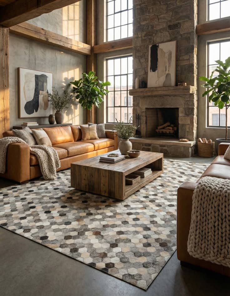 Detail image of 7' 10 x 10' Cowhide Leather Rug