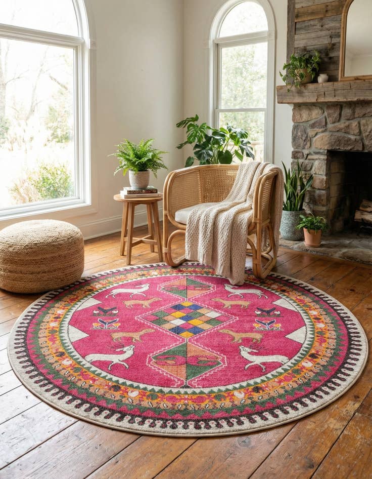 Detail image of 8' x 8' Washable Mesa Round Rug