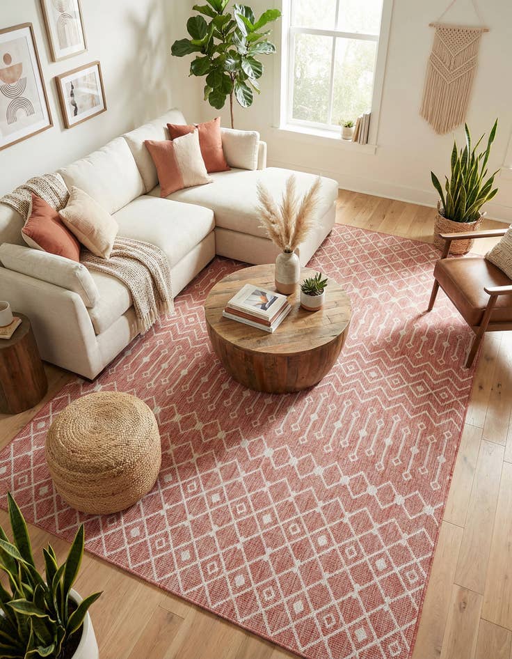 Detail image of 10' x 14' Easy-Clean Trellis Indoor / Outdoor Rug