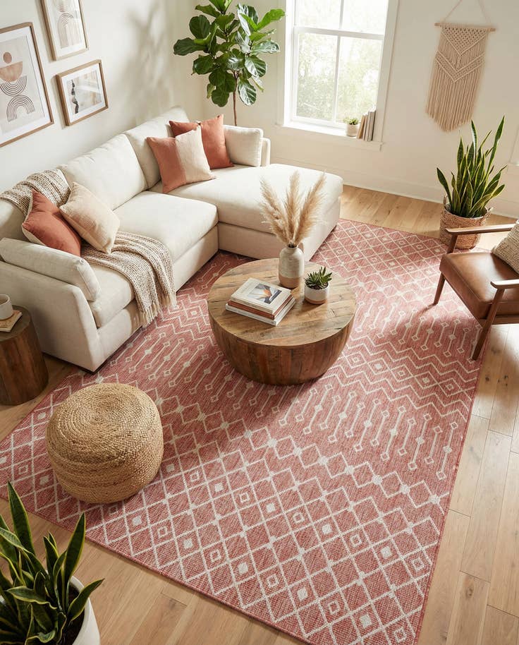 Detail image of 10' x 14' Easy-Clean Trellis Indoor / Outdoor Rug