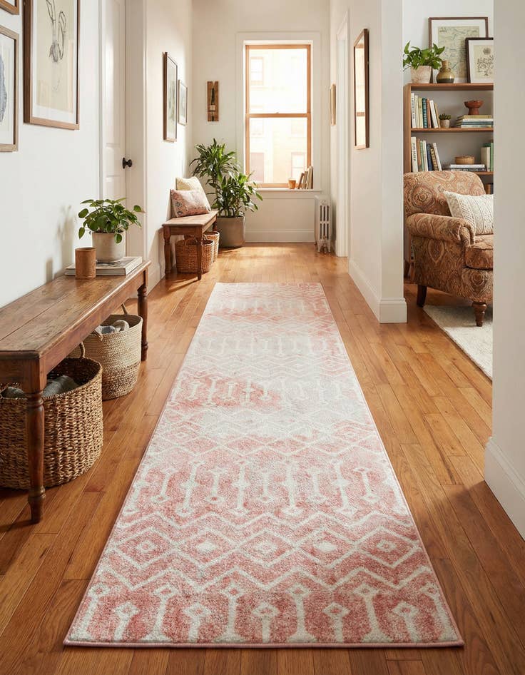 Detail image of 2' 7 x 14' Bohemian Trellis Runner Rug