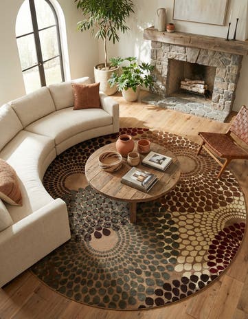 Beige Cafe Round Rug