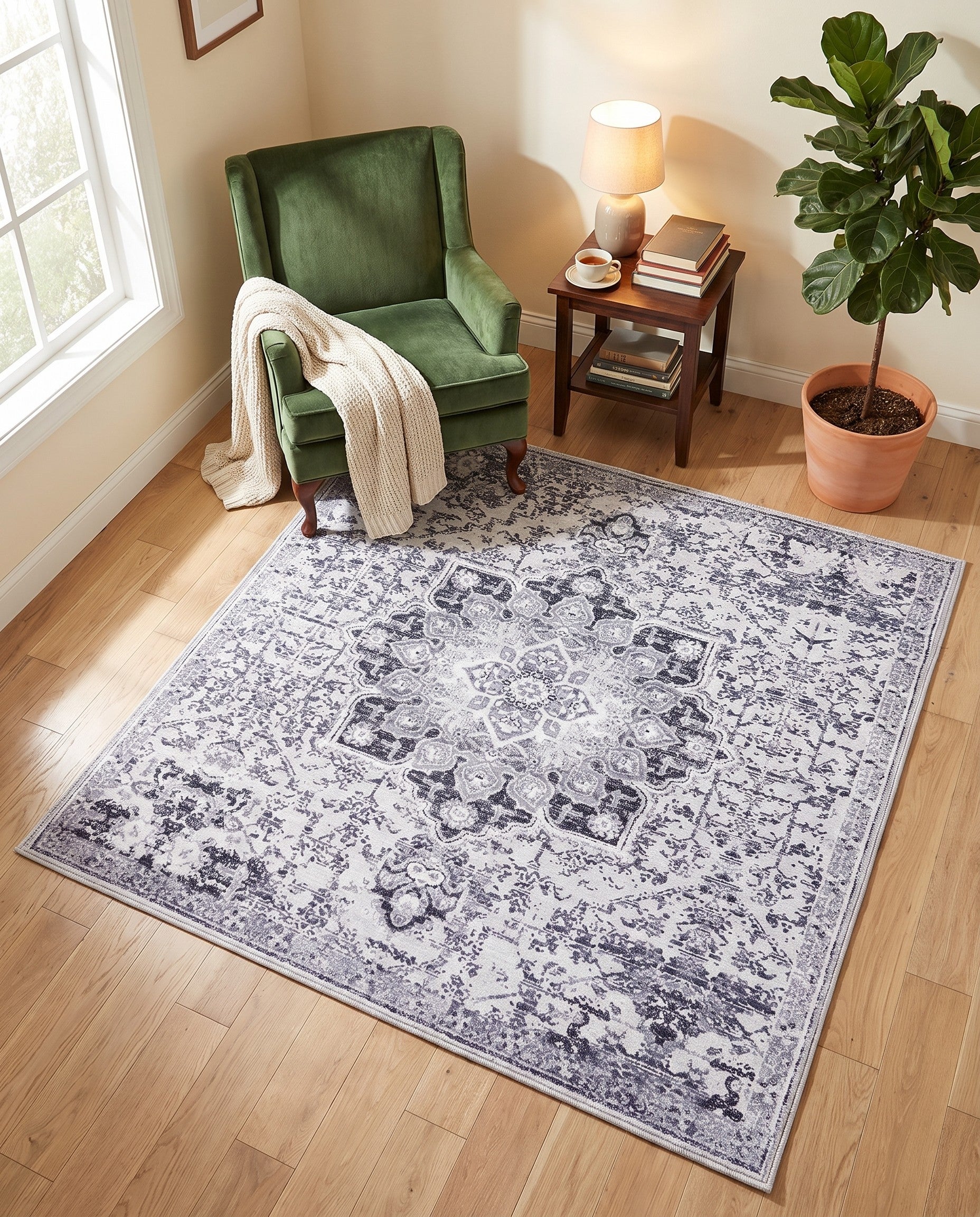 5' 3 x 5' 3 Washable Renaissance Square Rug