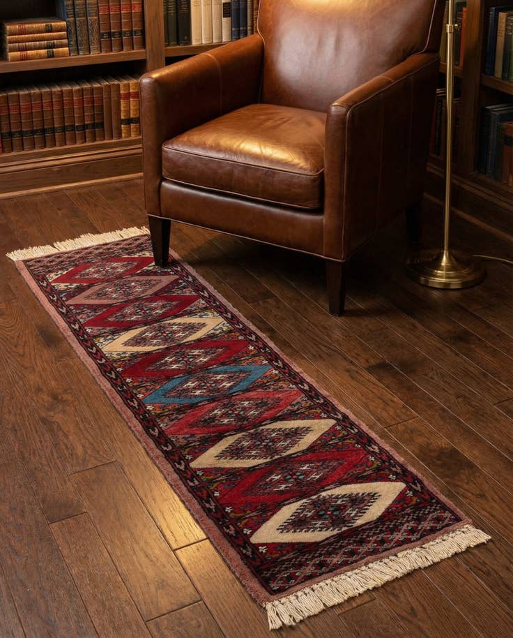 Detail image of 1' x 3' 10 Hand Knotted Bokhara Oriental Wool Runner Rug