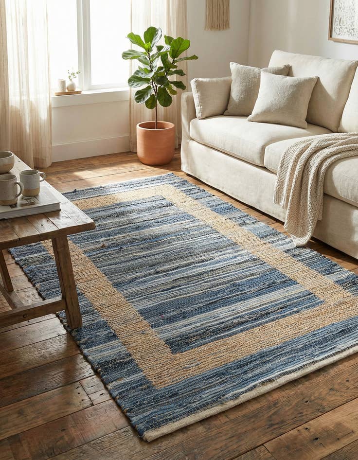 Detail image of 4' 1 x 6' 1  Hand Woven Chindi Jute Rug