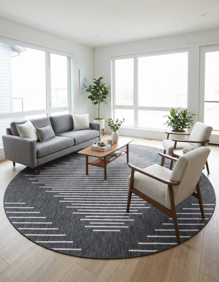 Detail image of 10' 8 x 10' 8  Washable Modern Indoor / Outdoor Round Rug