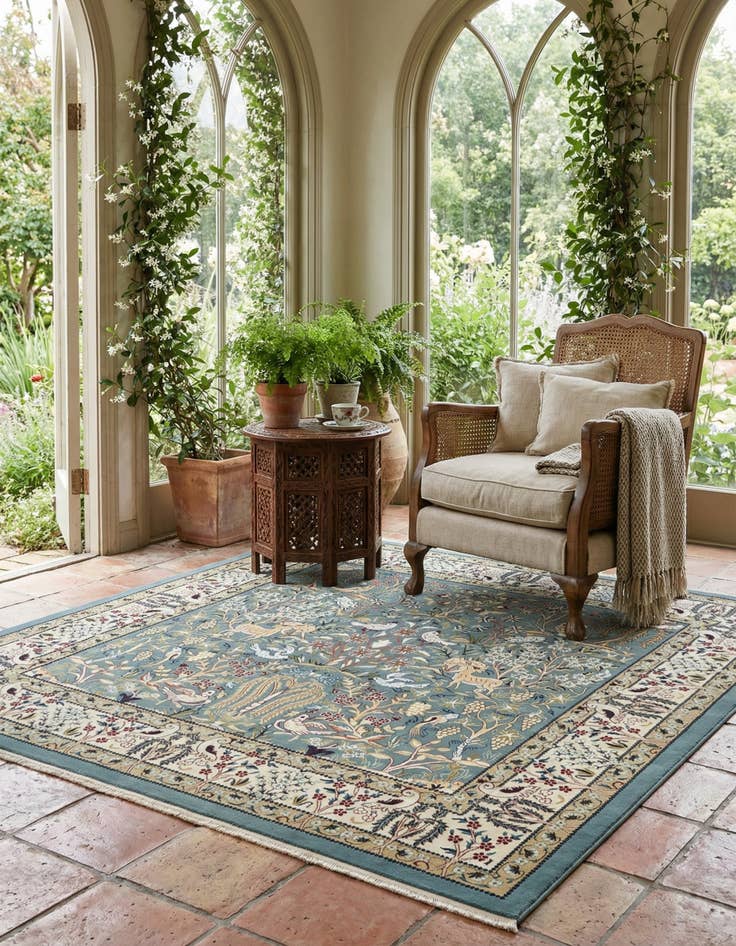 Detail image of 7' 10 x 7' 10 Nain Design Square Rug