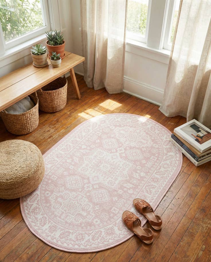 Detail image of 3' x 5' 3 Easy-Clean Aztec Indoor / Outdoor Oval Rug