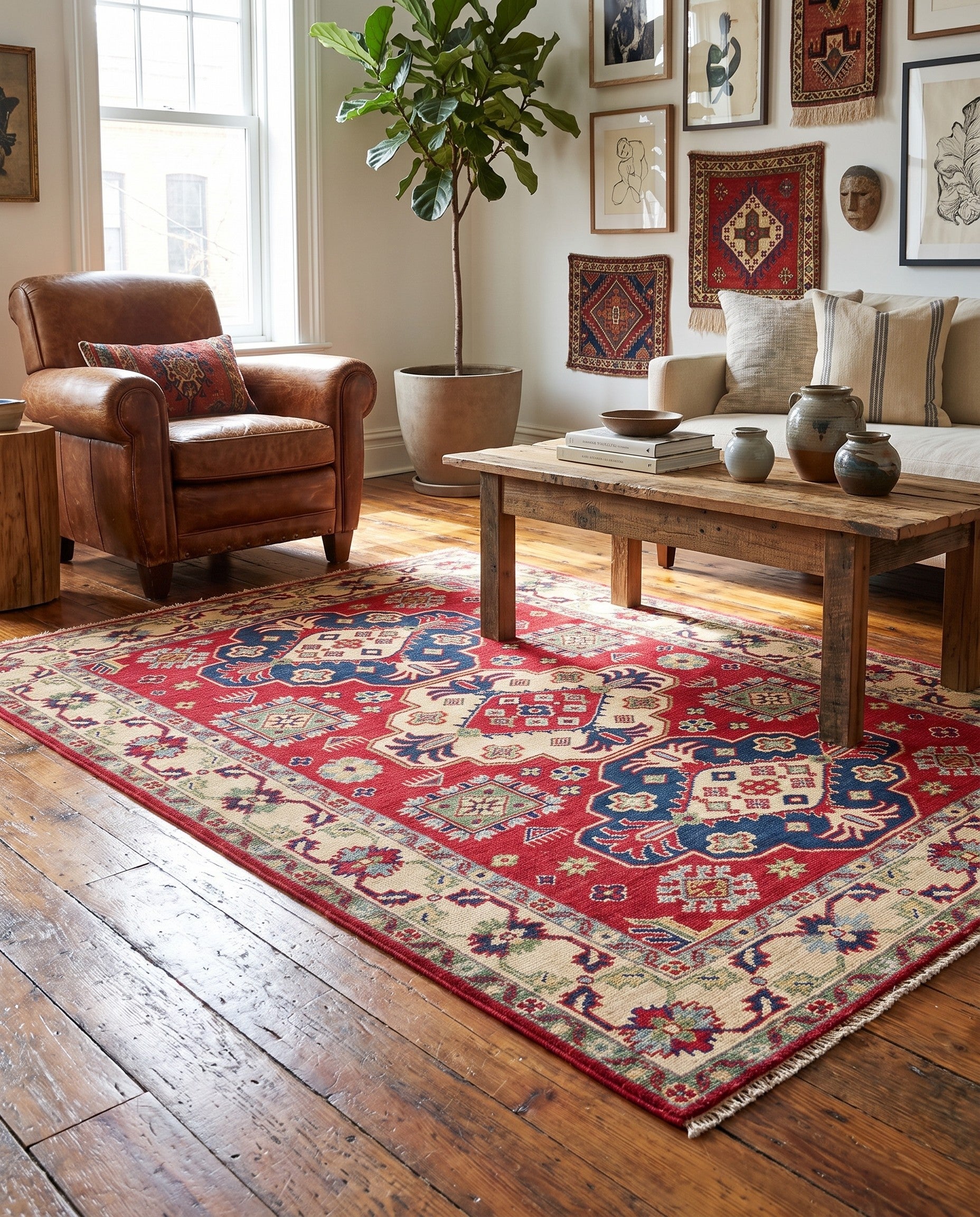 120cm x 165cm Hand Knotted Kazak Rug