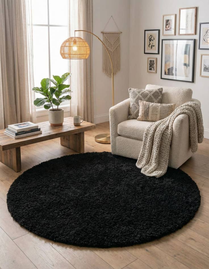 Detail image of 7' x 7' Solid Shag Round Rug