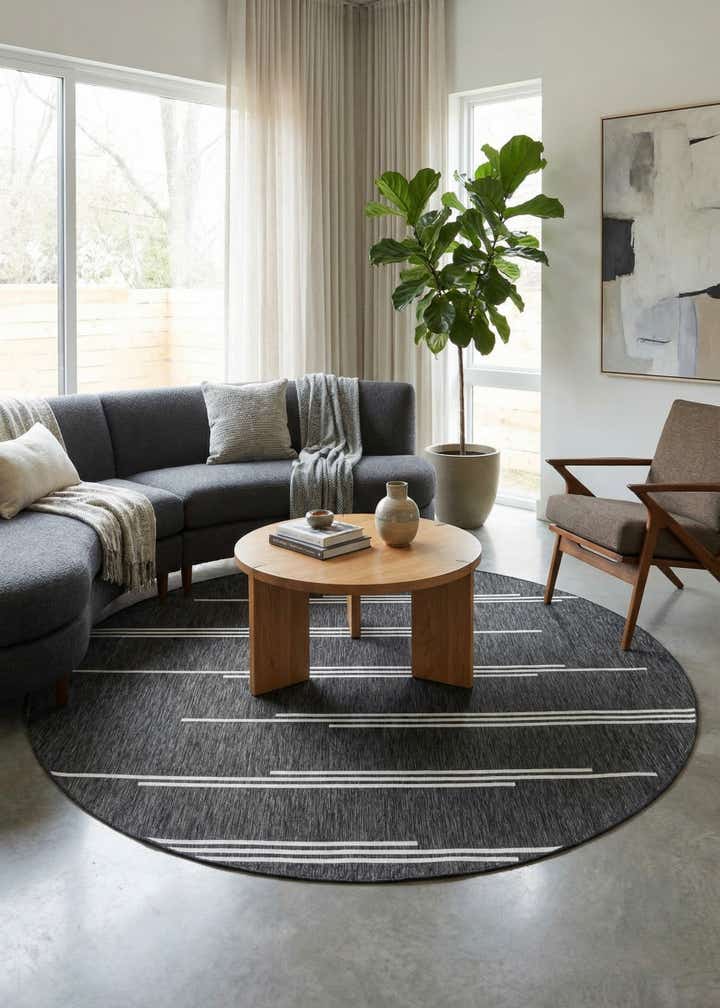 10' x 10' Easy-Clean Modern Indoor / Outdoor Round Rug