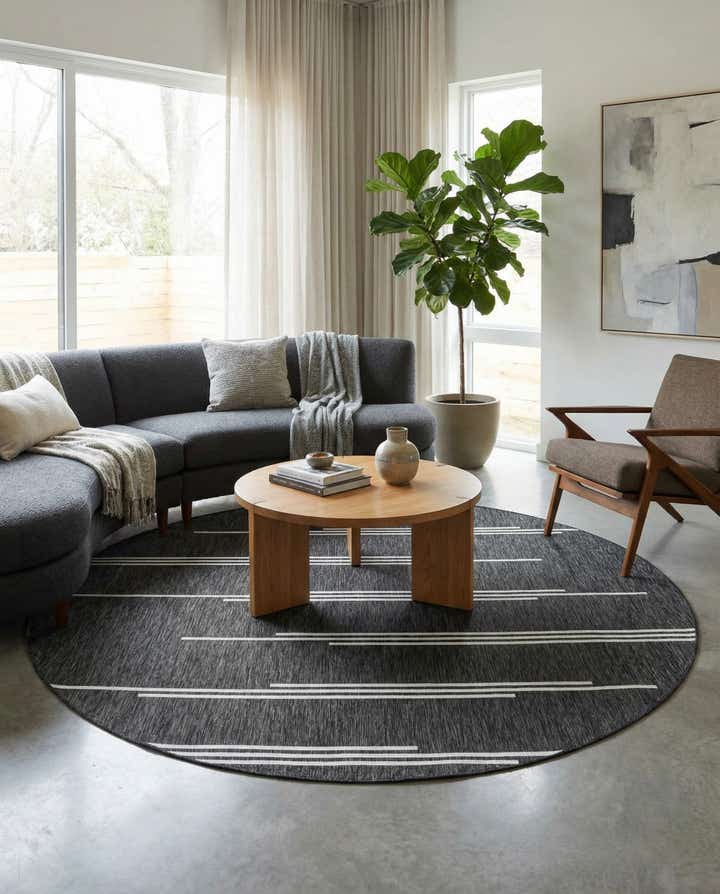 10' x 10' Easy-Clean Modern Indoor / Outdoor Round Rug