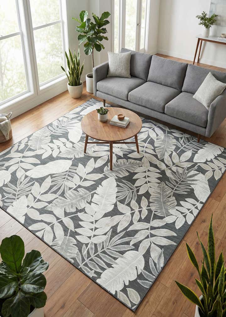 8' 2 x 8' 2 Easy-Clean Botanical Indoor / Outdoor Square Rug