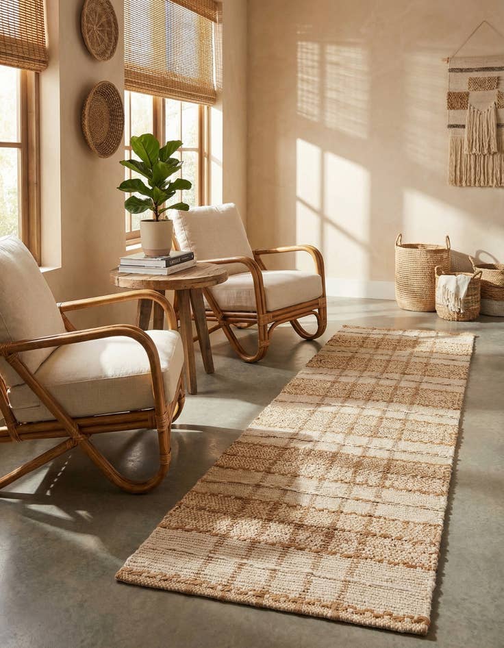 Detail image of 2' x 6' 1  Hand Braided Laurel Handwoven Jute Runner Rug