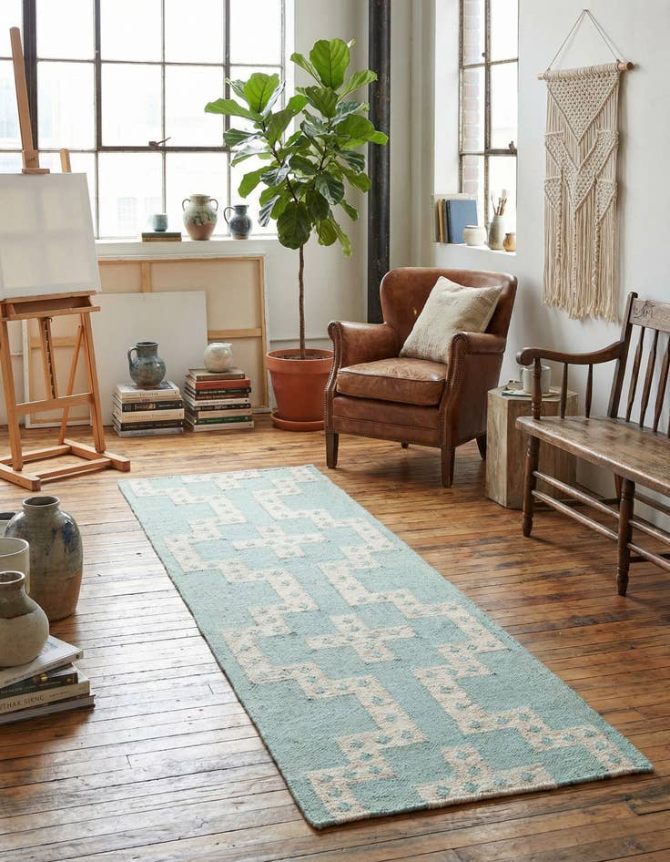 Detail image of 2' x 6' 1 Hand Woven Kilim Wool Runner Rug