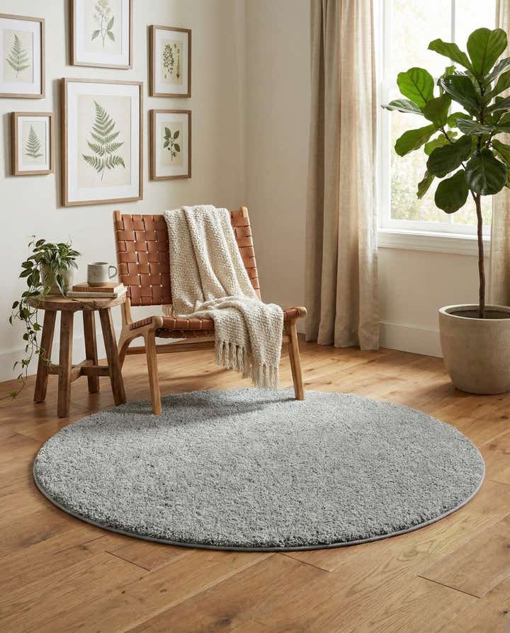 5' x 5' Soft Solid Shag Round Rug