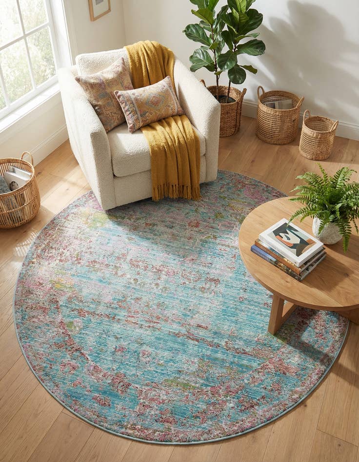 Detail image of 6' x 6' Aqua Round Rug