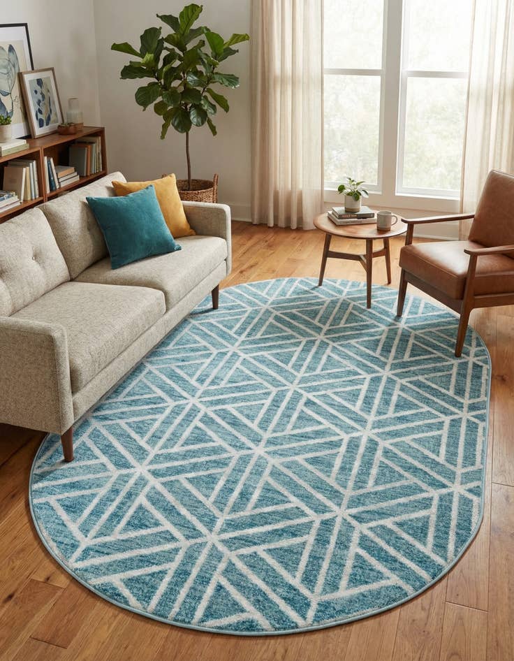 Detail image of 5' 3 x 8' Lattice Trellis Oval Rug