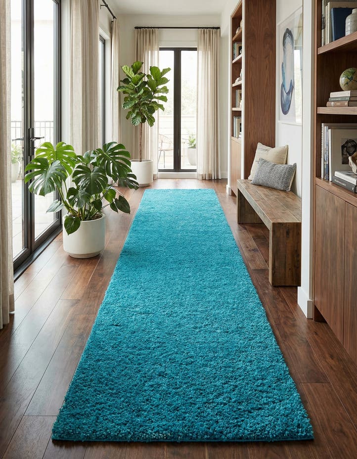 2' 7 x 19' 8 Solid Shag Runner Rug