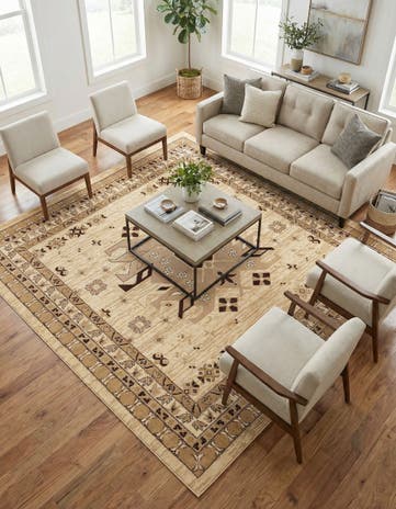Ivory Heris Square Rug