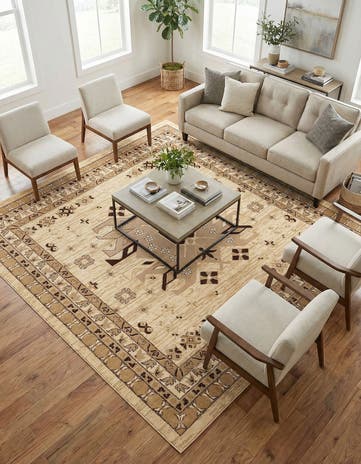 Ivory Heris Square Rug