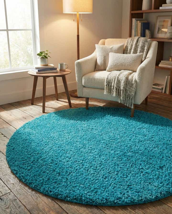 6' x 6' Solid Shag Round Rug