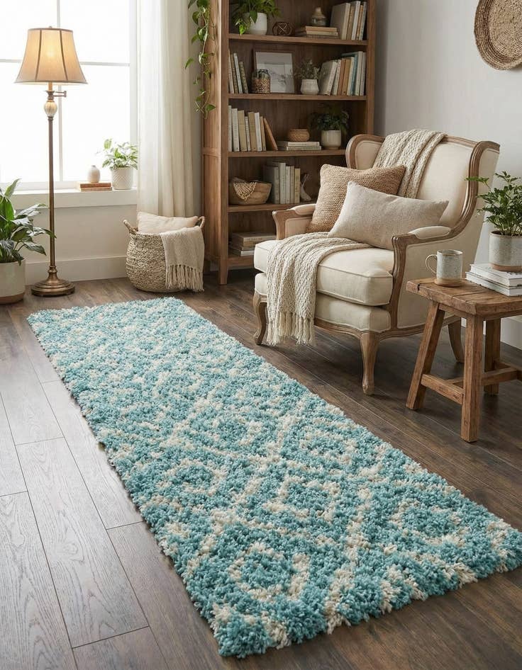 Detail image of 2' x 8' Trellis Shag Runner Rug