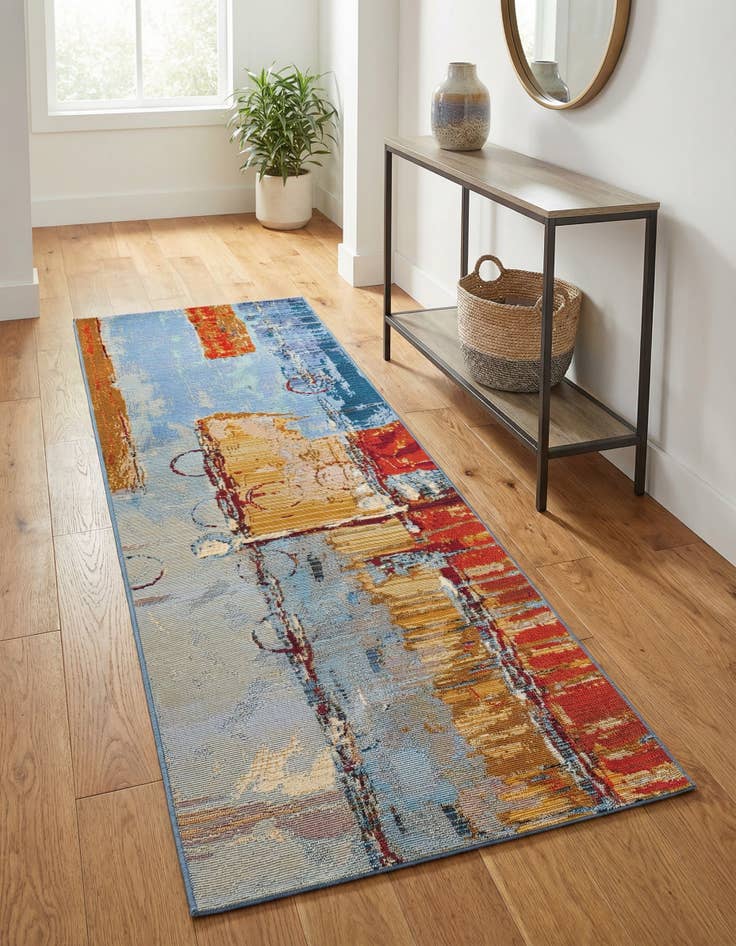 Detail image of 2' x 6' Washable Modern Indoor / Outdoor Runner Rug