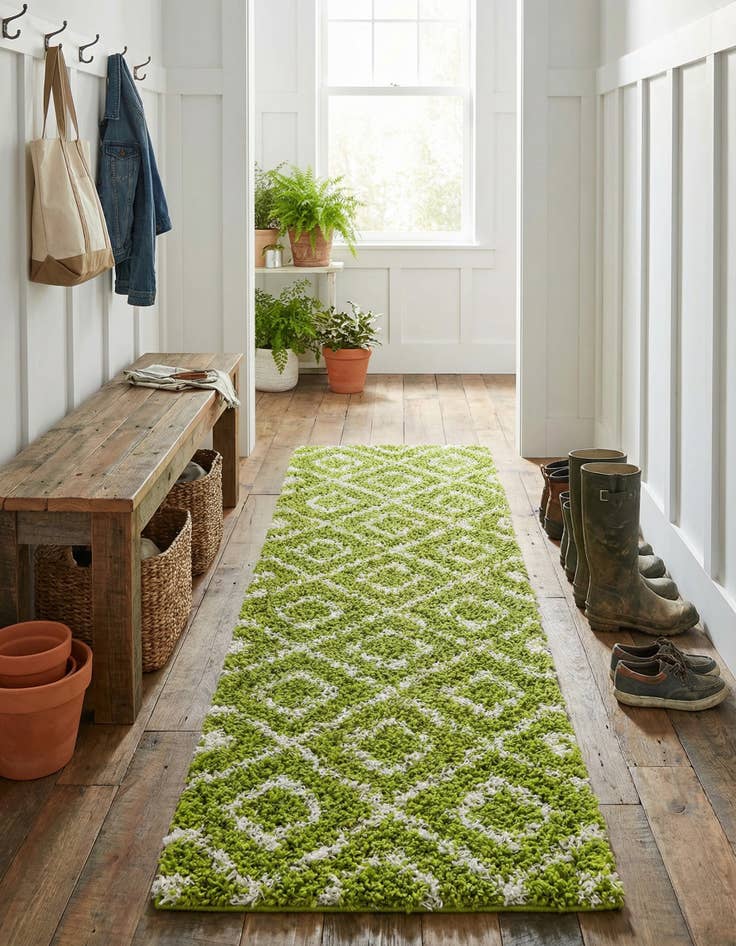 Detail image of 2' x 7' Trellis Shag Runner Rug