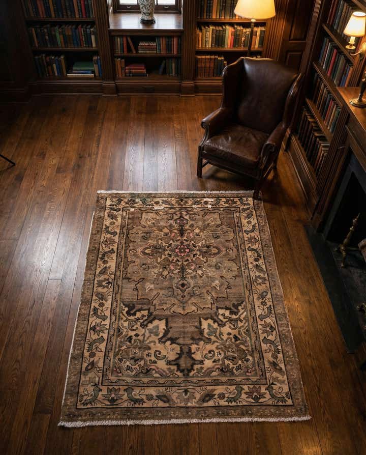 4' 2 x 5' 3 Hand Knotted Ultra Vintage Persian Wool Rug