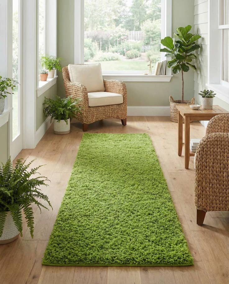 Detail image of 2' x 8' Solid Shag Runner Rug