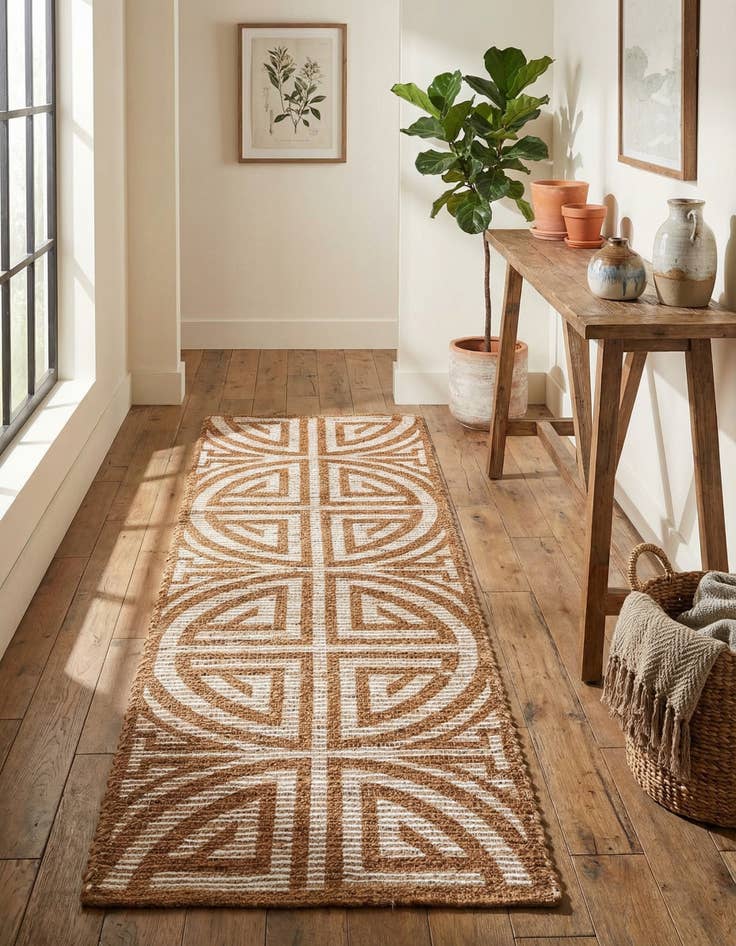 Detail image of 2' 2 x 6' 1 Hand Woven Chenille Jute Runner Rug