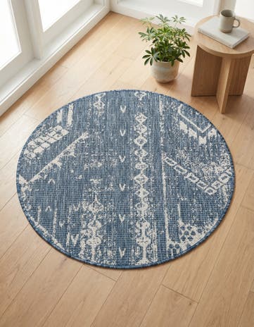 3' x 3' Easy-Clean Bohemian Indoor / Outdoor Round Rug