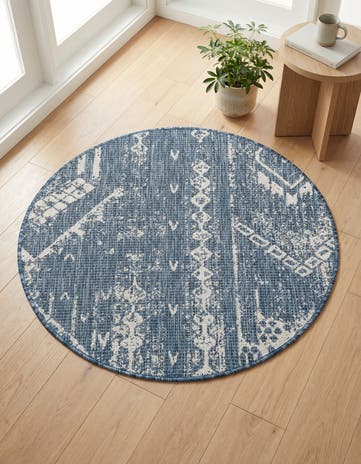 3' x 3' Easy-Clean Bohemian Indoor / Outdoor Round Rug