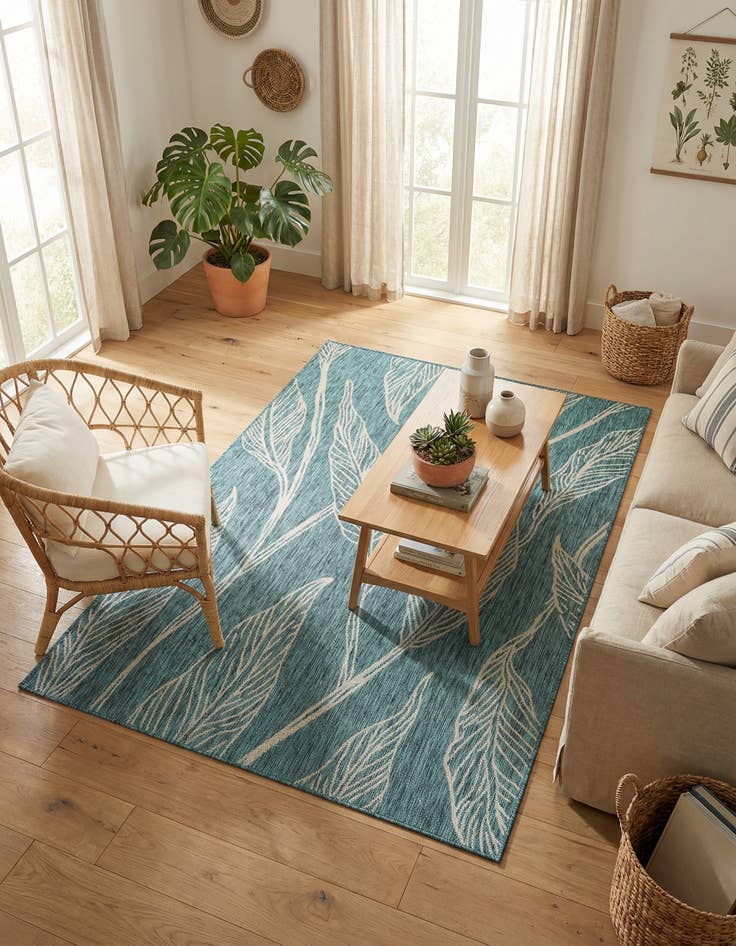Detail image of 5' 3 x 8' Easy-Clean Botanical Indoor / Outdoor Rug