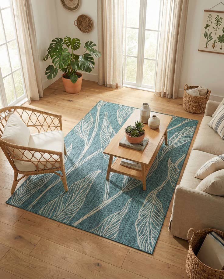 Detail image of 5' 3 x 8' Easy-Clean Botanical Indoor / Outdoor Rug
