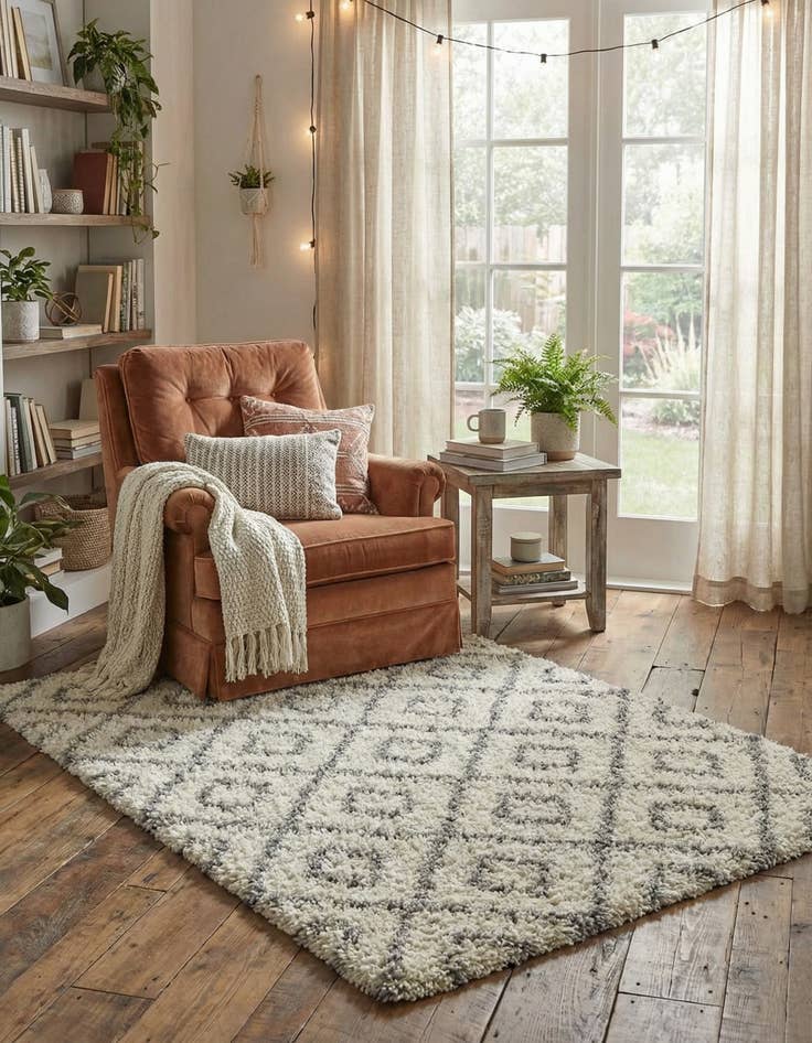 Detail image of 4' x 6' Trellis Shag Rug