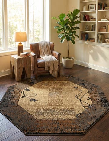 Beige Cafe Octagon Rug