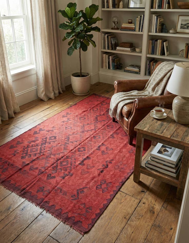 Detail image of 4' 10 x 8' Hand Woven Kilim Fars Wool Rug