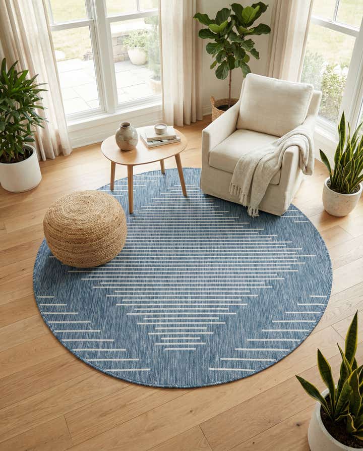 6' x 6' Easy-Clean Modern Indoor / Outdoor Round Rug
