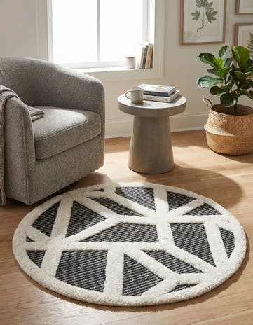 Gray Prismatic Round Rug