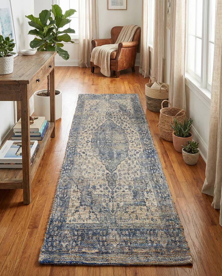 Detail image of 2' 2 x 8' Hand Woven Chenille Jute Runner Rug