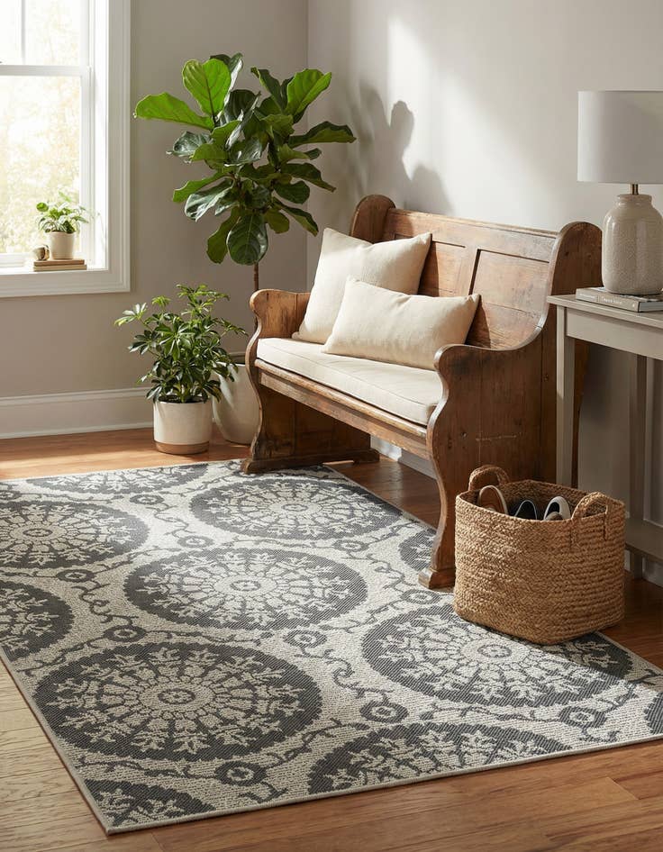 Detail image of 3' 3 x 5' Easy-Clean Botanical Indoor / Outdoor Rug