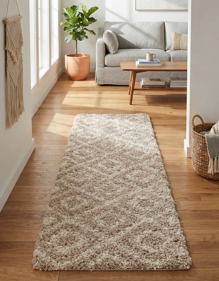 Detail image of  2' x 7' Lattice Shag Runner Rug