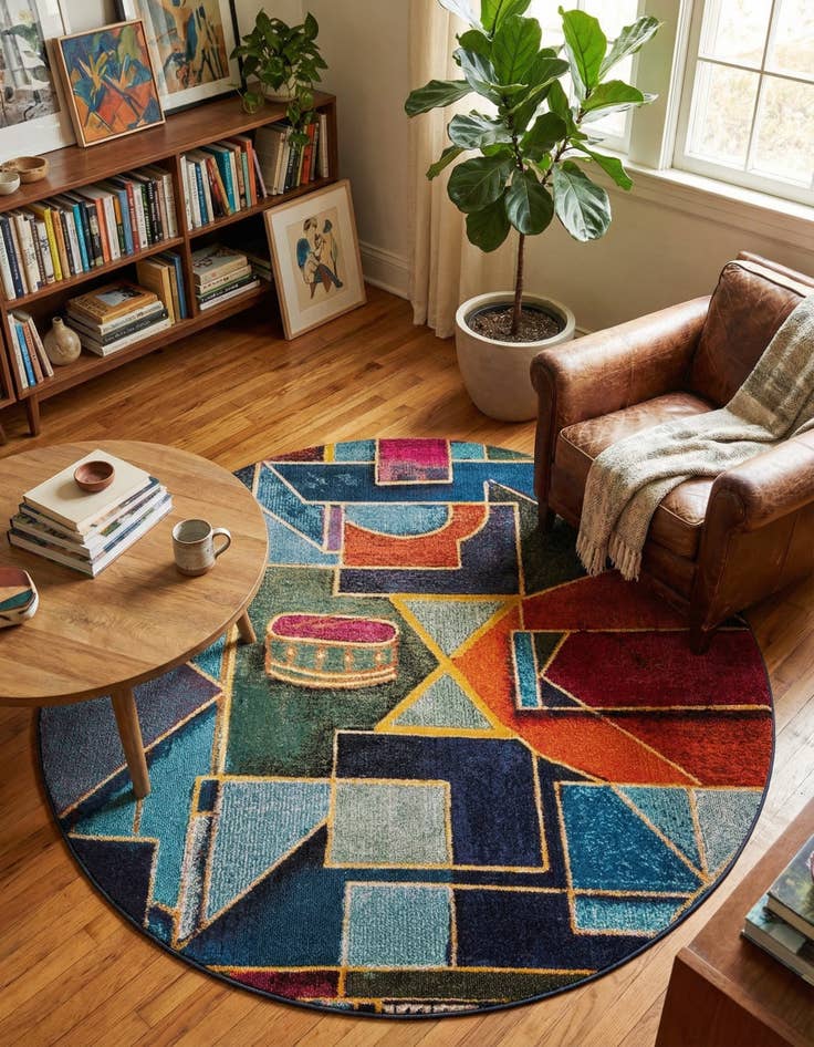Detail image of 7' 10 x 7' 10 Washable Haerfest Round Rug
