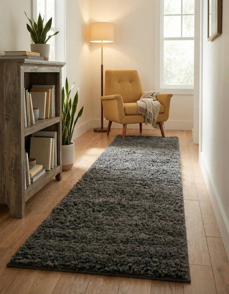 Detail image of 2' x 6' Solid Shag Runner Rug