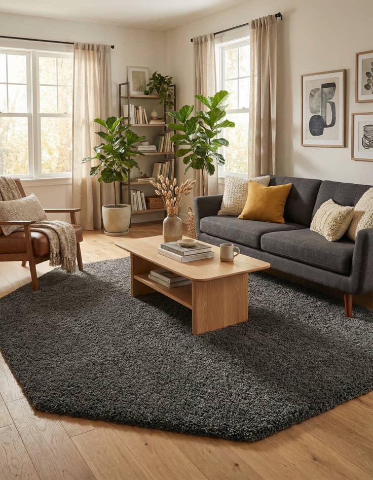 Detail image of 7' 10 x 7' 10 Solid Shag Octagon Rug