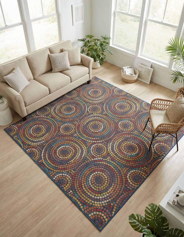 Detail image of 7' 10 x 7' 10 Washable Baja Indoor / Outdoor Square Rug