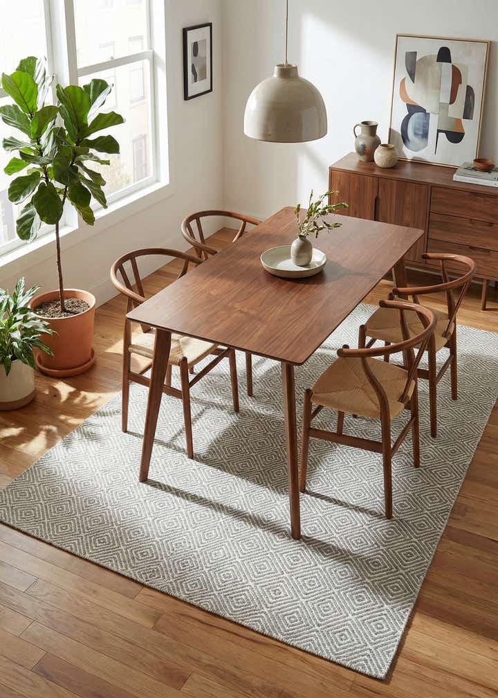 4' 1 x 6' 1 Hand Woven Geo Trellis Flatweave Rug